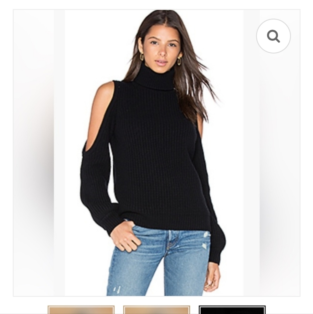 LPA merino Wool / Cashmere Black Turtleneck Open Shoulders  Sweater Sz Small